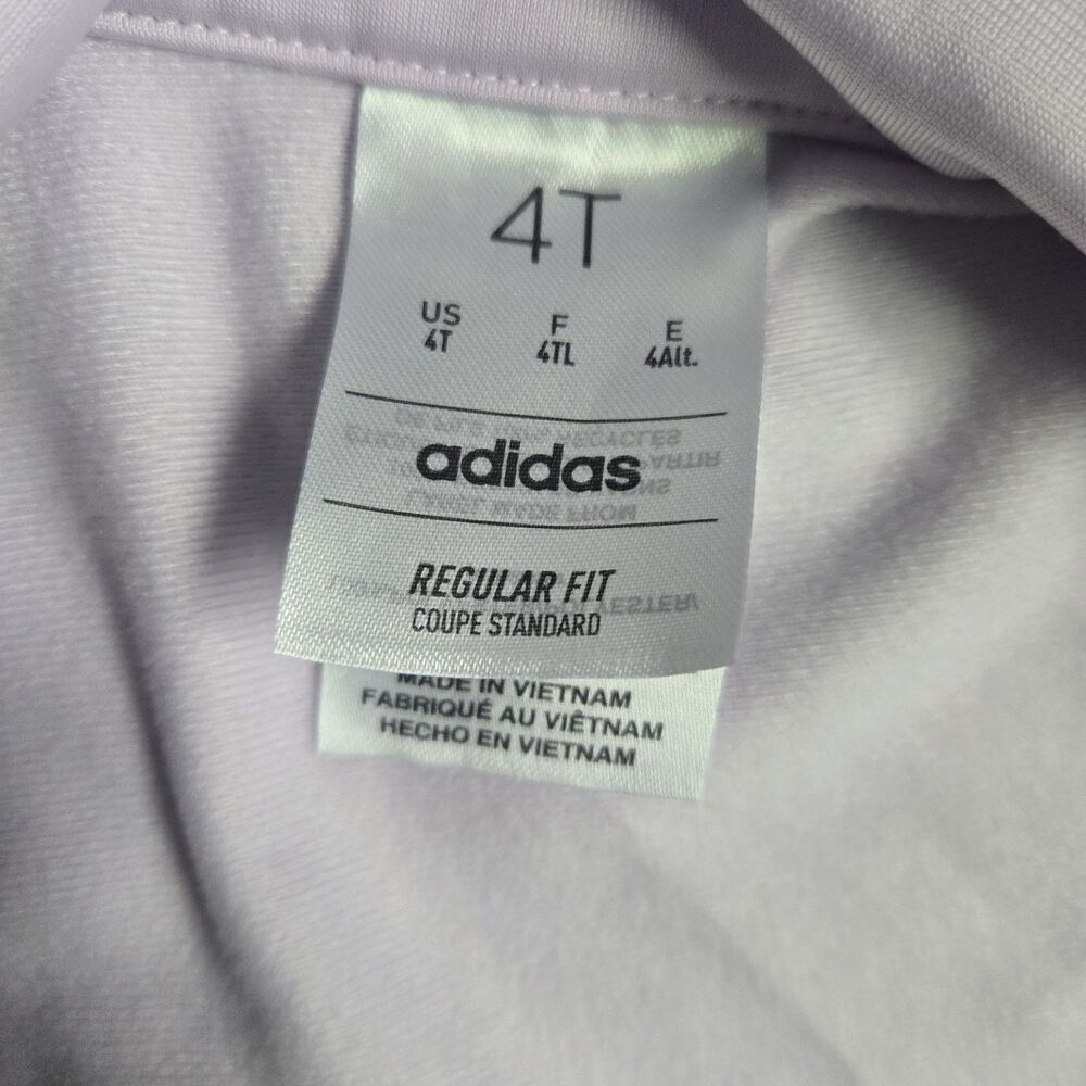 Lavender Adidas 2‑Piece Tracksuit Set 4T Jacket Pants Purple Stripes Athleisure - Picture 3 of 16